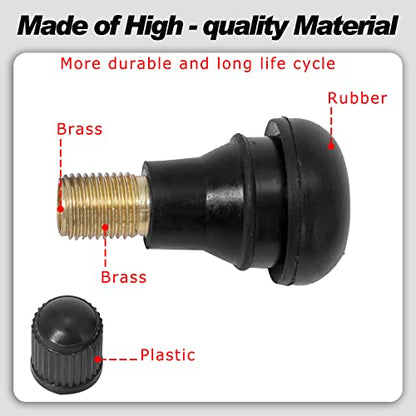 BLACKHORSE-RACING 25 Pack TR412 Rubber Tire Snap-in Short Valve Stem - size: TR412-25pcs
