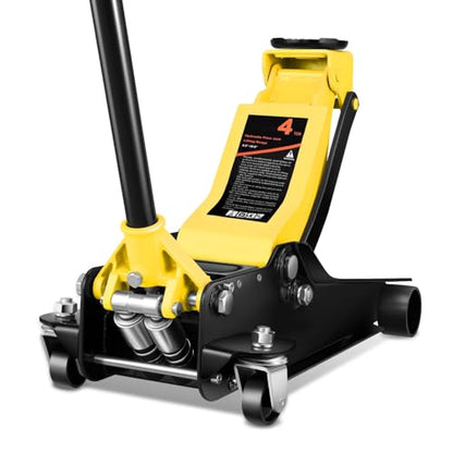 Auto Dynasty 4Ton Low Profile Floor Jack, Heavy Duty w/Dual Pistons, Yellow - color: Yellow, size: 4T Dual Pump