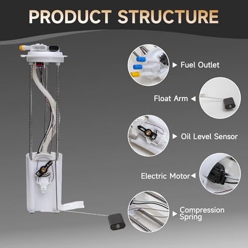 Fuel Pump Compatible with Chevy Silverado GMC Sierra 1999 2000 2001 2002 2003 2004 4.3L 4.8L 5.3L 6.0L 8.1L Replace E3500M with Pressure Sensor and Seal Ring - color: E3500M