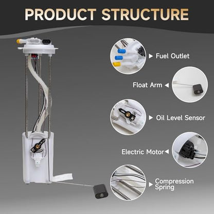 Fuel Pump Compatible with Chevy Silverado GMC Sierra 1999 2000 2001 2002 2003 2004 4.3L 4.8L 5.3L 6.0L 8.1L Replace E3500M with Pressure Sensor and Seal Ring - color: E3500M