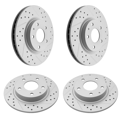 Front and Rear Drilled & Slotted Disc Brake Rotors Set Replacement for Mazda CX-30 2020 2021