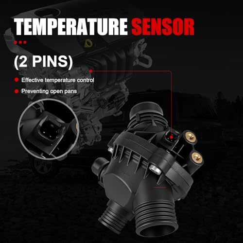 Thermostat Housing Assembly Compatible with BMW E60 525i 528i 530i 535i,E90 323i 328i 330i 335i,E82 E92,X3 2007-2011,Z4 2006-2016,2.5L 3.0L 4.4L,Thermostat for Car OEM# 11537549476 - size: 902-816