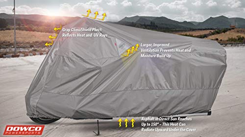 Dowco Guardian 50124-07 WeatherAll Plus Indoor/Outdoor Waterproof Motorcycle Cover: Grey, Sportbike