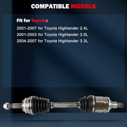 CCIYU Front Left CV Axle Shaft Assembly for Toyota Highlander 2001-2007 - size: 17-9989