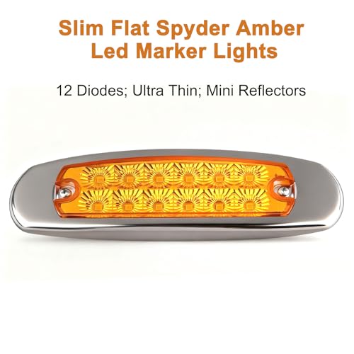 20Pcs Spyder Amber Peterbilt-style 12 diode LED Ultra-thin Marker Lights