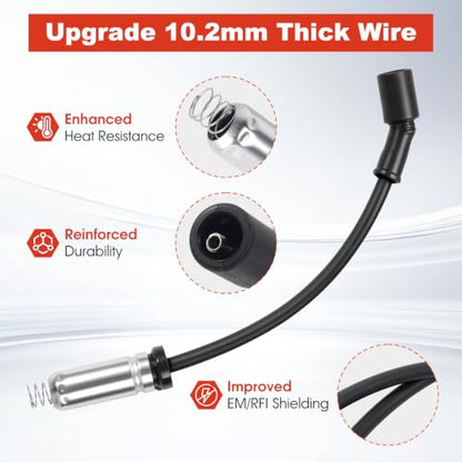 10.2mm High Performance Spark Plug Wire Set Compatible with 1999-2013 Chevy Silverado, GMC Sierra, Tahoe, Suburban, Yukon, Avalanche 4.8L 5.3L 6.0L 6.2L V8, Replaces 9748HH M8-48322
