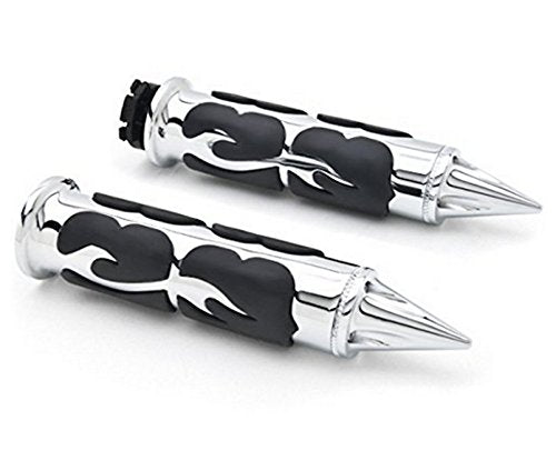 Motorcycle Aluminum Chrome Hand Grips Custom Handlebar Fits for Suzuki for Kawasaki for Yamaha for Honda with 1 inch Throttle Grips