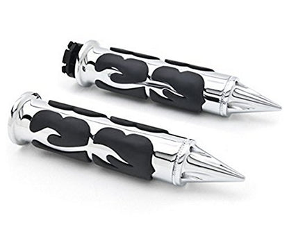 Motorcycle Aluminum Chrome Hand Grips Custom Handlebar Fits for Suzuki for Kawasaki for Yamaha for Honda with 1 inch Throttle Grips
