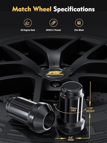 MIKKUPPA M12x1.5 Lug Nuts, Black 16PCS Spline Drive 17mm Hex ATV Tire Nuts - color: Black, size: M12x1.5, style: 23 PCS