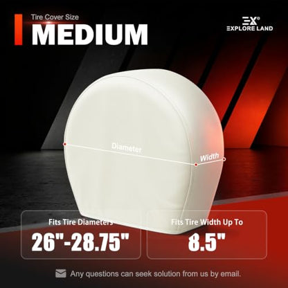 Explore Land Tire Covers 2 Pack Fit Tire Diameters 26-28.75 inch, Off White - size: M (Fits Tire Diameters 26''-28.75''), style: Off White - 2 Pack