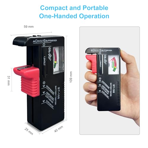 Dlyfull Battery Tester, Small Battery Testers Universal Battery Checker for AAA AA C D 9V 1.5V Button Cell Household Batteries (Pack of 2) - size: Small (Pack of 2)