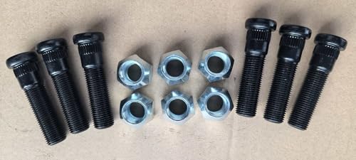 6pcs 9/16"-18 x 2.32 in. UHL Length 0.622 in. Knurl Press-in Wheel Studs with Lug Nuts Replacement for 5,200 to 7,000-lb. Trailer Axle Trailer Hub