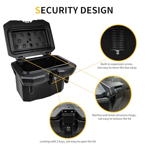 UTV Bed Storage Box for Polaris Ranger General, 21L/5.5GAL with Lock