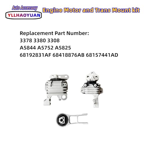 Yllhaoyuan Set of 3 Hydraulic Engine & Transmission Mounts - size: 2014-2019 Cherokee 2.4L