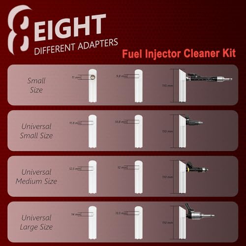 Fuel Injector Cleaning Tester Kit, 8 Pulse Modes, 4 Wire Dual Channel, Fual System Cleaner Tool with 8 Cleaning Adapters
