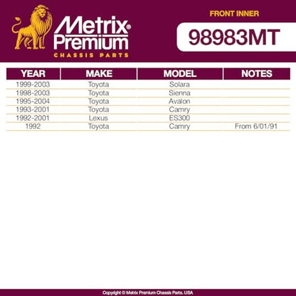 Metrix Premium Chassis Parts Inner Tie Rod End Kit Fits Toyota Solara 99-03 - size: EV301 x2/ PAIR