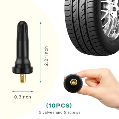 10PCS TPMS 20008 Tire Valve Stem, Rubber Snap-in Tubeless Tire Pressure Sensor Valve Stem, Tire Valve Stem Replacement for Enclave Escalade Avalanche Sierra, Car Accessories - color: 10PCS