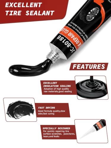 50 PCS Quick Fix Screw-in Tire Plug Kit with 2 Tubes of Sealant Glue