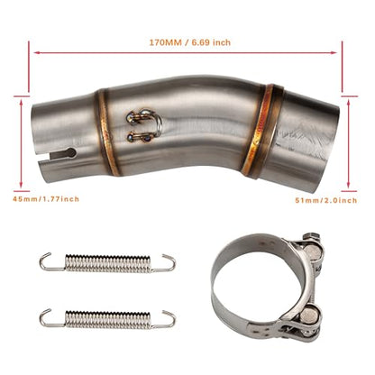 Motorcycle Muffler Mid Pipe, Muffler Adapter Connect Pipe - size: 2018-2024
