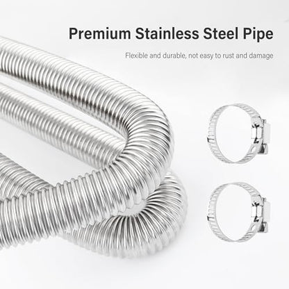 47.2" Diesel Heater Exhaust Pipe,1" ID Stainless Steel Flexible Exhaust Tubing with 2 Hose Clamps,Universal Exhaust Hose Kit Diesel Heater Accessories for Diesel Air Heater (47.2") - color: 47.2"