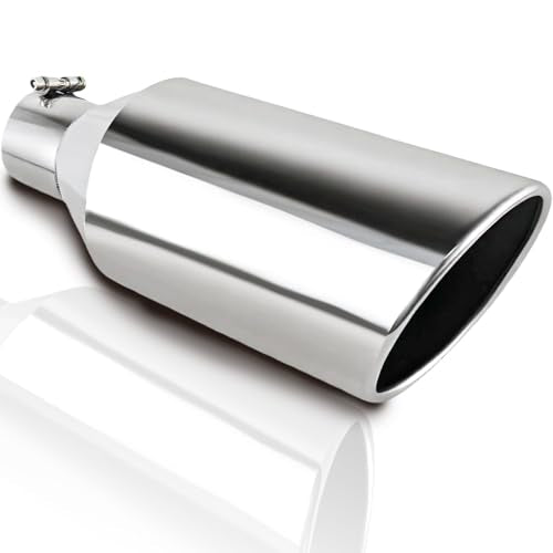 Mupera 3 Inch Inlet Exhaust Tip, 6" Outlet, 15" Long - size: 3" Inlet 6" Outlet 15" Length Silver