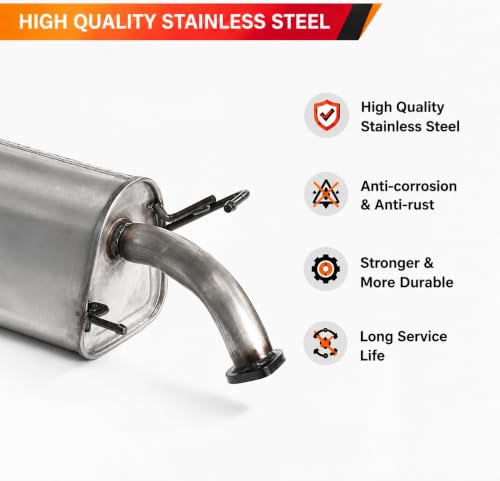54861 Stainless Steel Rear Exhaust Muffler for 2009-2011 Chevy Aveo 1.6L - size: 2009-2011 Chevy Aveo 1.6L