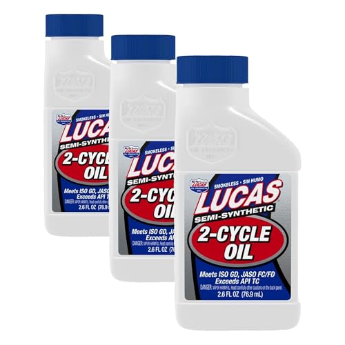 Lucas Oil 10058 Semi-Synthetic 2-Cycle Motor Oil - 2.6 Ounce (Pack of 3) - size: 2.6 Ounce (Pack of 3), style: 1 Pack
