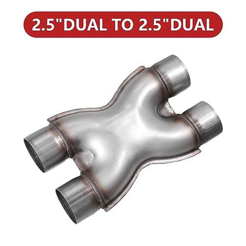 Exhaust X Pipe 2.5 Inch Inlet,Stainless Steel Universal X Pipe 2.5" Inlet 2.5" Outlet 12" Long for Smoother Exhaust Pipe,Dual 2 1/2 Inch Crossover X Pipes Exhaust Tip - size: 2.5''X Pipe, style: X PIPE