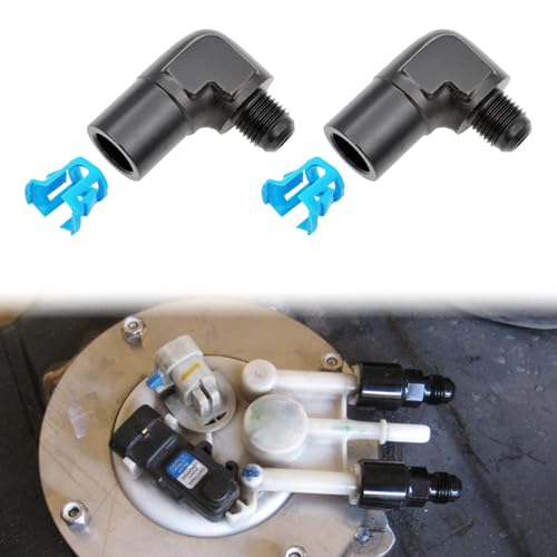 2 PCS MONOKING 6AN Male to 5/16" Female EFI Quick Connect Fitting 90 degree Push-On Adapter Connector Aluminum - size: 6AN to 5/16 NPT