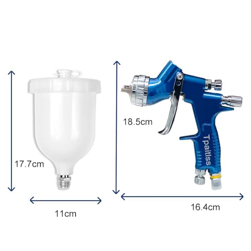 HVLP Spray Gun Automotive Air Spray Gun with 1.3mm Tip 600ml Plastic Cup for Auto Paint,Car Paint,Blue - color: Blue