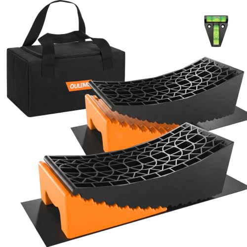 OULEME RV Leveling Block, 2PK Curved Leveler Kit, Dual Axle Trailer, Orange - color: Orange, size: M (13*6*4.3 inches)
