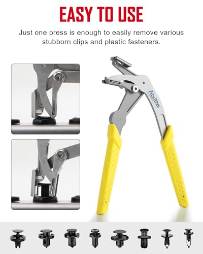 Car Clip Pliers, Panel Clip Removal Tool for Plastic Fasteners, Yellow - color: Yellow