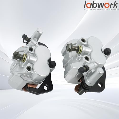 labwork Front Left and Right Brake Caliper Set with Pads Replacement for Yamaha Rhino 660 2004-2007 Rhino 700 2008-2013 Rhino 450 2006-2009 5B4-2580T-01-00 5B4-2580U-01-00 59300-05H00-999