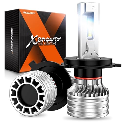 SEALIGHT H4 Bulbs, 120,000LM 1700% Brightness, 9003 HB2 H4 6500K Cool White LED Bulbs, IP68 Waterproof 80000Hrs Lifespan, 5X Heat Dissipation driving LED Bulbs, Tail Light Assemblies, 2 Pack - color: White, size: 9003
