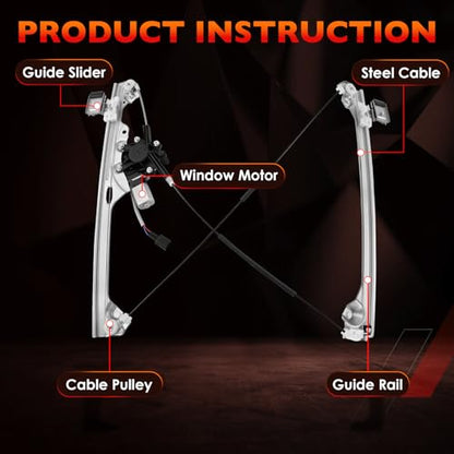 741-442 Front Left Driver Side Power Window Regulator with Motor - size: 741-442