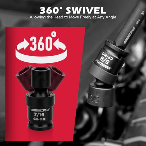 71-Piece 3/8" Drive Master Impact Socket Set, SAE and Metric, 5/16"- 3/4", 8mm - 22mm, Cr-V, Cr-MO, Universal Joint Deep Standard Sockets with Ratchet Handle, Swivel Sockets, Extension Bars, Adapters - style: 3/8"Master (71 PCS）
