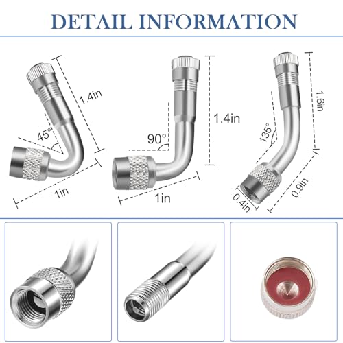 8 Pieces Dual Tire Valve Extension, Brass Valve Stem Extenders 7.1", 11.8" - color: Silver