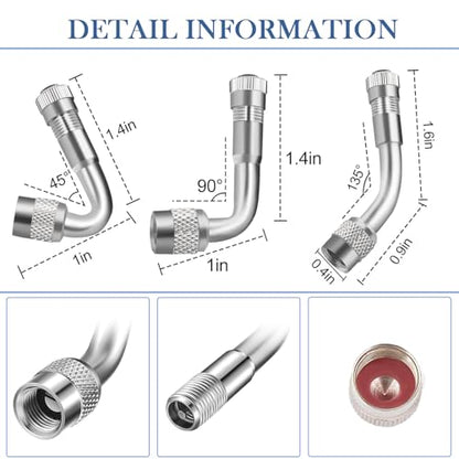 8 Pieces Dual Tire Valve Extension, Brass Valve Stem Extenders 7.1", 11.8" - color: Silver