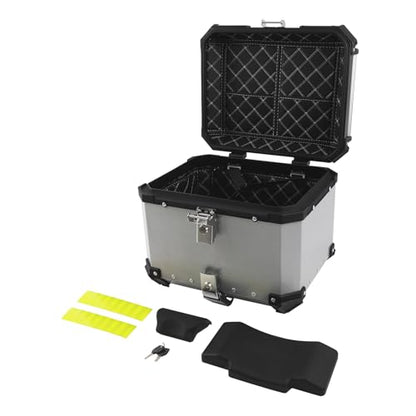TCT-MOTORPARTS Aluminum 45L Motorcycle Trunk Rear Top Case Luggage Tail Box Fit For BMW R1300GS 23-2025 R1250GS R1250GS Adventure 2019-2024 - color: Chrome Tail Luggage Box (45L)