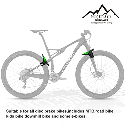 Mountain Bike Fenders, Fits 20-29 Inch MTB, 2-Piece Set - color: A-Green