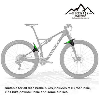 Mountain Bike Fenders, Fits 20-29 Inch MTB, 2-Piece Set - color: A-Green