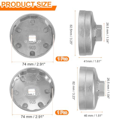 HARFINGTON 2pcs Oil Filter Cap Wrench 14 Flute 74mm Inner Dia 1/2" Square - size: 14 Flute 74mm