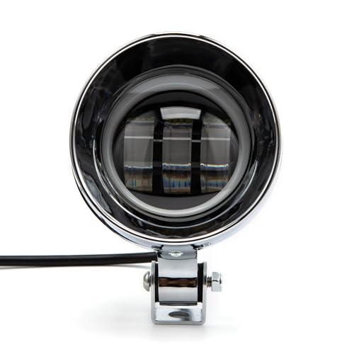 Chrome Bullet LED Motorcycle Fog Lights & Auxiliary Headlight - Dual Color DC12V for ATV, Cruisers, Scooters (style two) - style: style two