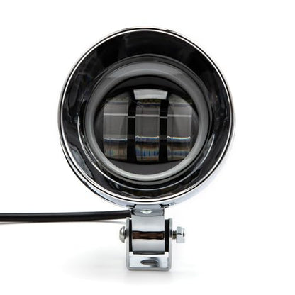 Chrome Bullet LED Motorcycle Fog Lights & Auxiliary Headlight - Dual Color DC12V for ATV, Cruisers, Scooters (style two) - style: style two