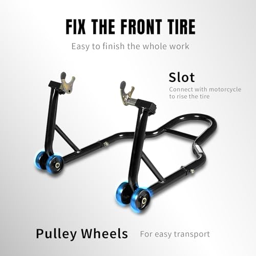 Motorcycle Stand Lift, Universal Paddock Lift Stand, 1100lbs Front Rear Combo Stand Lift Stand, Rear U+L Fork Swingarm Spool Stand 2-Pack Black - color: Black-2 packs