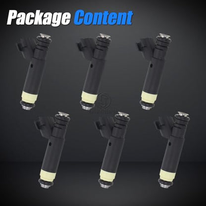 Sorghum Fuel Injectors Set of 6 Compatible with Ford Ranger 2001-2008 Mazda B3000 2001-2007 Replace# 4L5Z9F593A 1AMFI00030 2204-510865 4G1428 63845 CM-5174 - color: 8001470N(Black)
