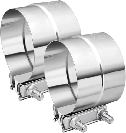 EVIL ENERGY 4'' Exhaust Clamp,Lap Joint Band Clamp Stainless Steel for Pipes,Mufflers,Catalytic Converters (2PCS, 4 inch) - size: 4.0 inch