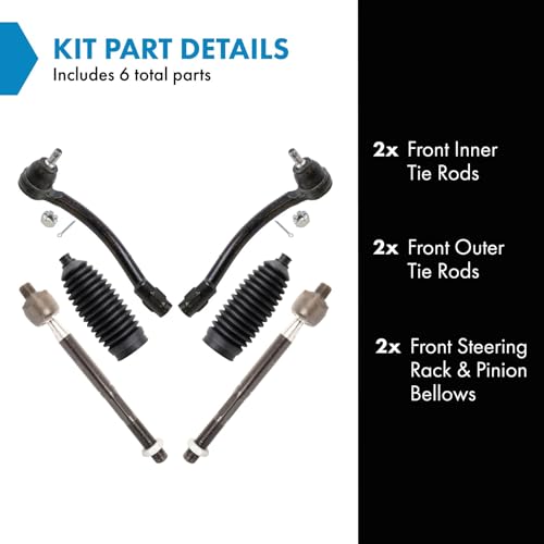 TRQ Front Steering Kit Steering Rack & Pinion Bellow Tie Rod - style: PSA27937