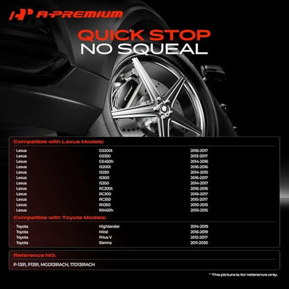 A-Premium Rear Ceramic Brake Pads Compatible with Toyota & Lexus - style: Rear - P1391