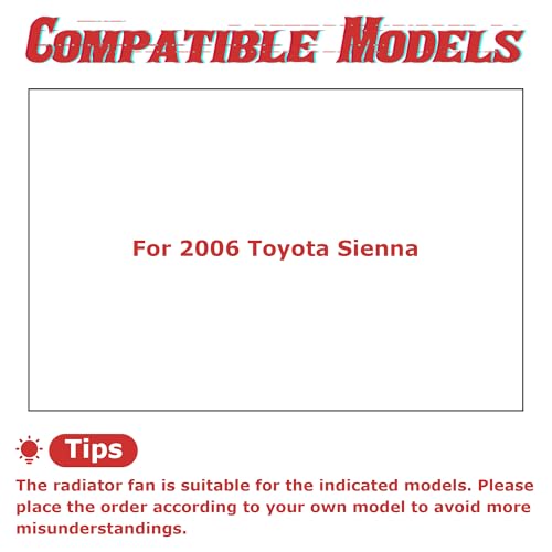 PartsFlow Radiator and Condenser cooling Fan Assembly For 2006 Toyota Sienna 621-066 - color: For Toyota Sienna